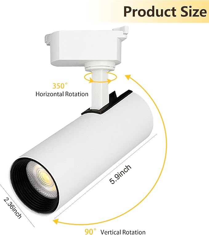 Super Brightness 3000K Warm Light Dimmable Brightness 25W 2000lm White H Type LED Track Lighting Kit System with 26 FT Track Rails, Ceiling Spotlight Fixture with Installation Package