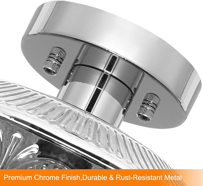 DSMJFU Semi Flush Mount Ceiling Light, Vintage Small Ceiling Light Fixture, Smokegray Thickened Glass Hallway Lighting Fixture, Chrome Kitchen Ceiling Mount Light for Entryway Bedroom Bathroom Kitchen