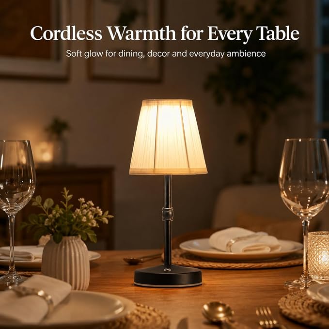 3000mah Battery Powered Lamp for Home,Small Cordless Lamps Rechargeable,3 Color Temperature 5W LED Touch Lamp Battery Operated Table Lights,Wireless Lamps for Tables,Kitchen,Living Room (Black,H11”)