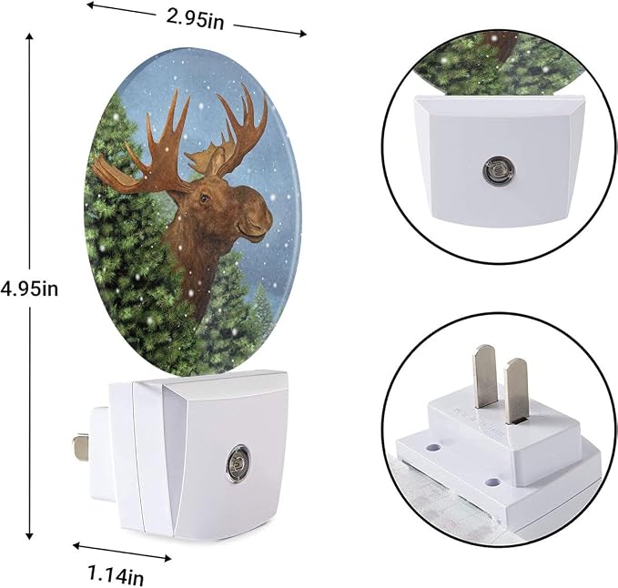EKOBLA Moose Night Light, Cute Elk Animal Night Lights Plug Into Wall for Christmas Home Decor and Holiday Gifts