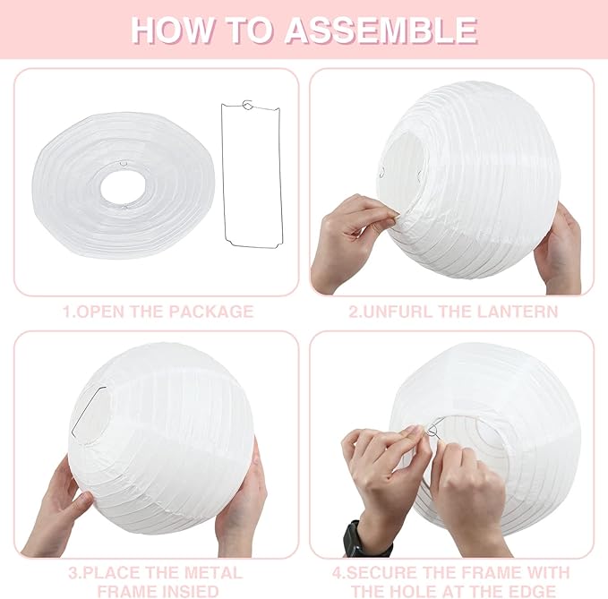 LIHAO 6 Inch White Round Paper Lanterns (10 Pack)