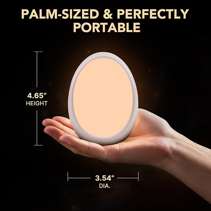 Egg Light for Kids Nursery, Rechargeable Baby Night Light with No Flashing Blue Indicator, 1800mAh Battery, Battery-Saving Bypass Power, Touch Control, RGB Light, Timer & Memory
