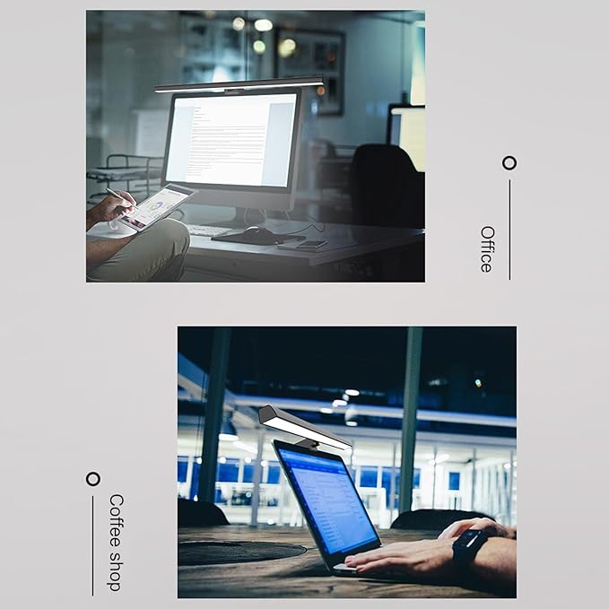 Dpofirs Computer Monitor Light Bar, Anti Glare Eye Caring LED Computer Monitor Lamp, Easy Installation, Support Infinite Dimming, Touch Control, USB Charging (White)