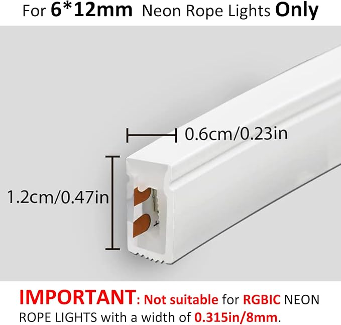 Neon Rope Light Mounting Brackets, 100PCS Install Fixing Clips Accessories for 6x12mm Silicone LED Flex Strip Lighting, DIY (100 Screws, 100 Clips)