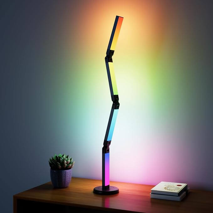 Led Desk Lamp with Atmosphere Lighting, Smart RGB LED Desk Lamp | Music Sync and 16 Million DIY Colors, Foldable Lamp with Dimmable and Timer, Modern LED Lights for Desk, and Gaming Rooms