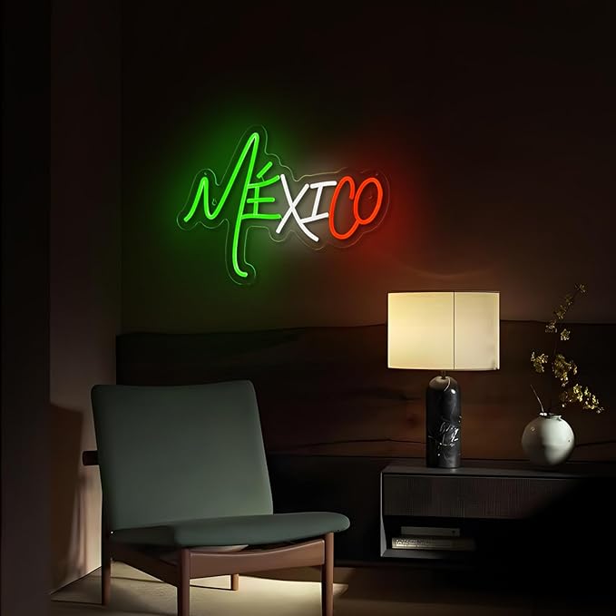 Mexico Neon Sign MEX Neon Sign for Wall Decor The United Mexican States USB Dimmable LED Neon Lights for Taco Party Beer Bar Kitchen Restaurant Home Pub Party Man Cave Club Shops Hotel Store Business Gift