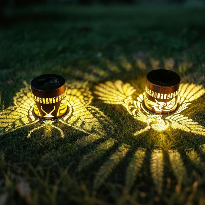Solar Lantern Outdoor Waterproof,2 Pack Solar Lights Outdoor with Hummingbird & Butterfly Designs, Garden Decor for Patio Yard Tabletop, Unique Birthday Gifts for Women Grandma Gifts