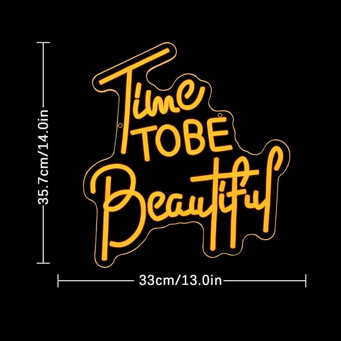 Time To Be Beautiful Neon Sign for Wall Decor, USB Powered Beauty Neon Light, Letter Beauty Salon Led Light Sign for Nails Studio Hairdressing Shop Barber Shop Dressing Room Decoration