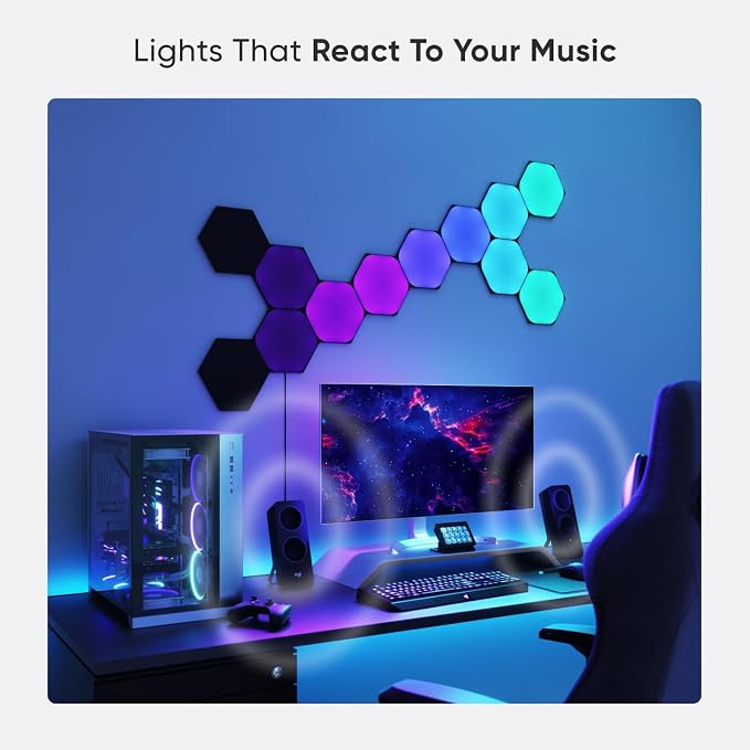 Nanoleaf Shapes Hexagon Lights, Smart RGBW LED Wall Light Panels, 9PK | Compatible with Alexa Google Assistant, Home Wall Decor for Living Room with Music Sync, Smarter Kit