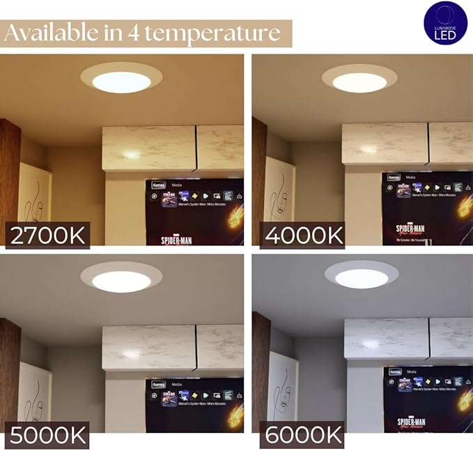 7.5" Dimmable LED Ceiling Light, Flush Mount Kitchen Light Fixture, 16.5W (120W Equivalent), 120V, 4000K, ETL, Wet Location, 4/6" J-Box (Natural White, 24 Pack)