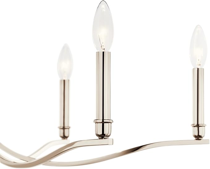 Kichler Malene 6-Light Chandelier, Updated Traditional Light in Polished Nickel, Sloped Ceiling Compatible, for Foyer, Dining Room, Living Room or Bedroom (17.75" x 32"), 52695PN