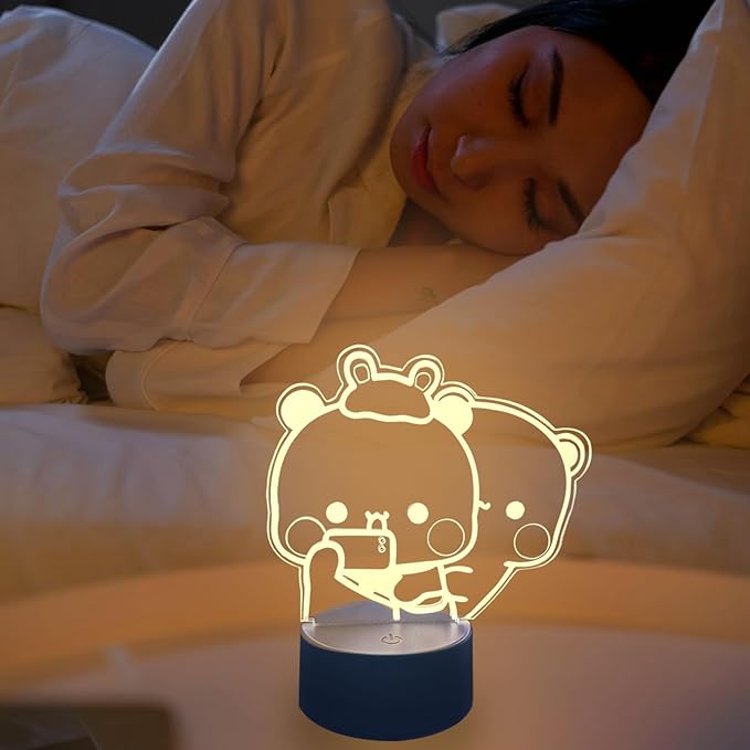 3D Night Light Gifts, Bear Shaped Table Lamp with Remote Control Gifts for Girls Birthday Christmas Valentine (Style 1)