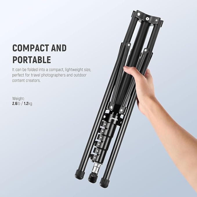 NEEWER Light Stand All Metal with 180° Reversible Legs, 70"/178cm Portable Travel Tripod Stand 1/4" Screw & 5/8" Stud for Indoor Outdoor Photography Speedlite Strobe Ring Light Softbox, ST178R, Black