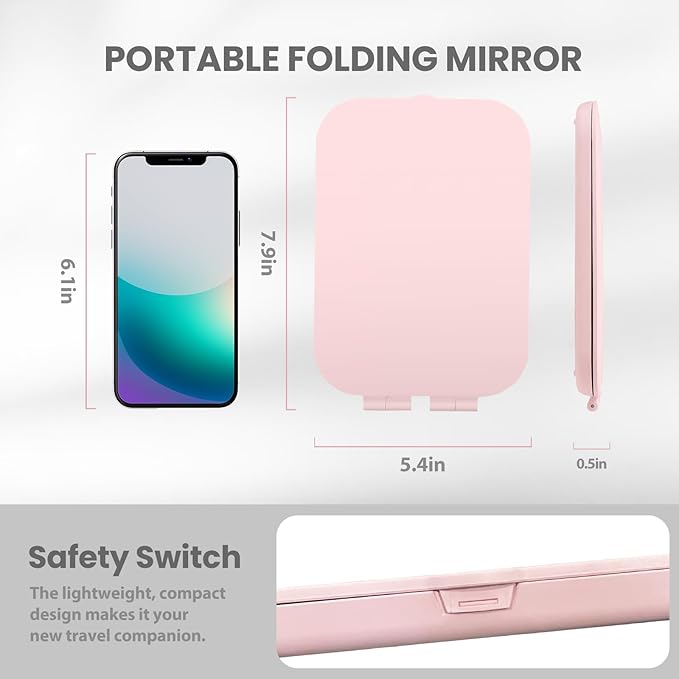 Koolstuffs Travel Mirror with Light with Battery-Powered | Rechargeable Portable Makeup Mirror, 3 Colors LED Lighting, Dimmable Touch Screen