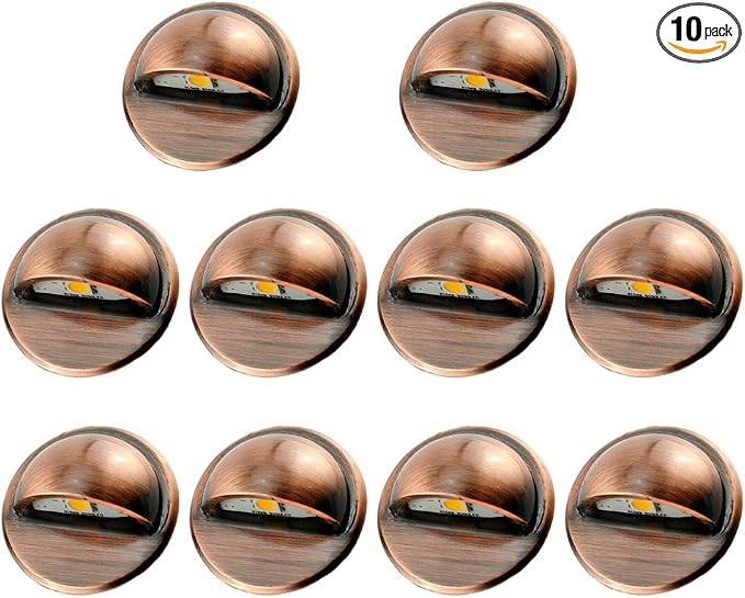 10 Pack Low Voltage Deck Lights kit, Φ1.38 Cold White LED Lighting Bronze | IP65 waterproof, Half Moon Shape Design, Outdoor Decoration Fit for Step Stair Garden Yard Landscape Pathway