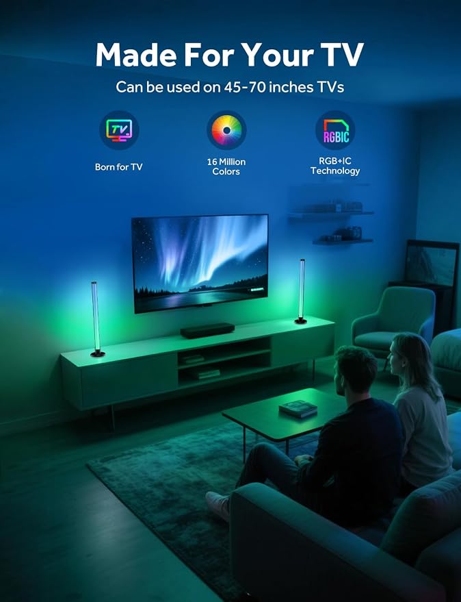 Smart LED Light Bars, Gaming Lights RGB Light Bar for Room, 16 Million Colors TV Backlights, Music Sync, App & Remote Control Ambient Lighting for PC, Room Decorative Mood Lights