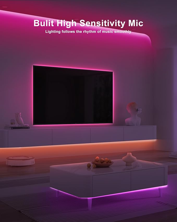 4.92ft Bluetooth RGB COB Led Strip Lights with Remote, Dimmable Smart App Led COB Light Strip, Color Changing Music Sync, Indoor RGB Led Lights for Bedroom, Home Decor, Party