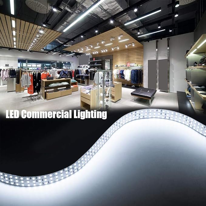 High CRl 95 LED Strip Lights 6000K Daylight White, DC12V Brightest Triple Row 1800LEDs 3528 Full Spectrum LED Strip for Photography & Display (12V 6000K 5m/16.4', Non-waterproof IP20)