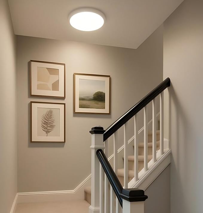 Flush Mount LED Ceiling Light Wired, 9 Inch 18W, 5 CCT 2700/3000/3500/4000/5000K, Brightness Settable 1800LM Surface Mount Closet Light for Stair Hallway Laundry Porch, White
