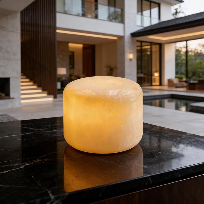 Marmor Marble Lamp Table Lamp Unique Stone Touch Lamp Pat Lamp Type-C 3 Way Bedside Lamp Ambient Light Bedroom Stands Night Light Decorative LED Warm Portable Lamp Rechargeable(Peach Jade)