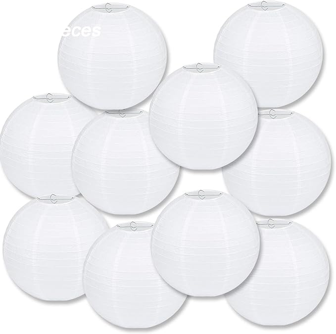 LURICO 10 Packs 12 Inch White Paper Lanterns Round Chinese/Japanese Hanging Ball Lantern Lamps for Birthday Wedding Christmas Parties, Home Decor and Weddings Decorations