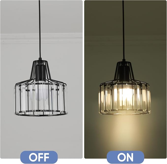 Battery Operated Pendant Lights,Rechargeable Pendant Light with Remote,Crystal LED Pendant Light Fixtures for Kitchen Island,Black Modern Hanging Lights for Bedroom,Dining Room Hallway Entryway