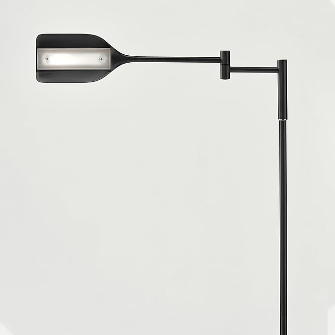 Brightech Leaf Pharmacy LED Reading Lamp, Dimmable Floor Lamp with Easy Rotation Over Chair or Desk for Living Rooms & Offices, Adjustable Standing Lamp, Tall Lamp for Sewing & Craftwork - Jet Black