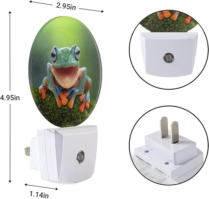 EKOBLA Frog Night Light - Cute Green Pond Animal LED Wall Plug-in Nightlights with Auto Sensor, Dusk to Dawn Lighting for Bedroom, Bathroom & Kitchen