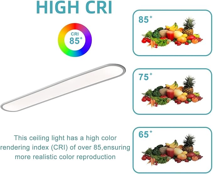 4FT LED Flush Mount Ceiling Light, 51W Dimmable Modern Linear Kitchen Ceiling Lamp, High Brightness Low Profile Long Ceiling Light Fixture for Shop Lighting Home Closet Laundry, White