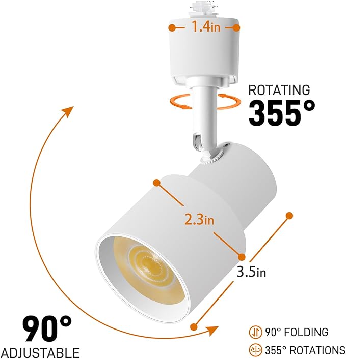 10W H Track Lighting Heads, Dimmable LED Track Lighting Heads Fixtures Bright 3000K Warm White Track Light Head for Accent Task Art, Flicker Free CRI90+ 24° 900lm (White, 10W - 8 Pack)