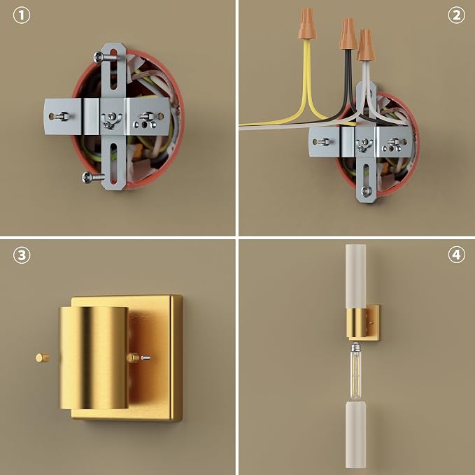 Wall Sconces Set of Two, Modern 21" Vanity, Frosted Glass, Gold | Indoor Wall Light Fixture. For Bathroom, Mirror, Bedroom, Living Room, Hallway. Mounting Hardware Included. Easy To Install.