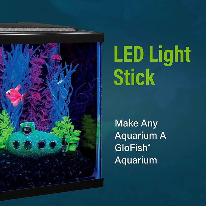GloFish 10-Inch LED Light Sticks for Fish Aquariums Up to 75 Gallons, 2 Count, with White, Blue and Magenta LED Lights