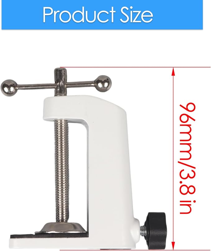 Universal C-Clamp Lamp Holder Desk Mount Clamp Base for Swing Arm Lights, DIY Lighting, Monitors, Workbenches (white)