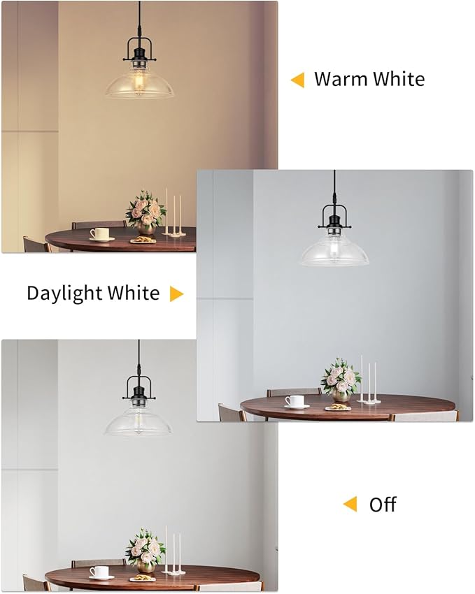 WILON Seeded Glass Pendant Lights Kitchen Island Lighting, Black Modern Farmhouse Pendant Light Fixture with E26 Base, Vintage Hanging Ceiling Lamp for Kitchen Sink Hallway Dining Room Entry Hall | 11'' Seeded Glass Shade, Adjustable Height, E26 Cerami...
