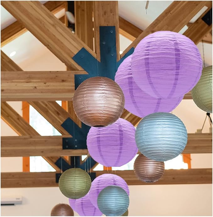 3pcs Paper Lanterns Decorative Round Chinese Paper Lanterns for Birthday Halloween Wedding Baby Bridal Shower Home Decor Party Decoration (12in/ Purple)