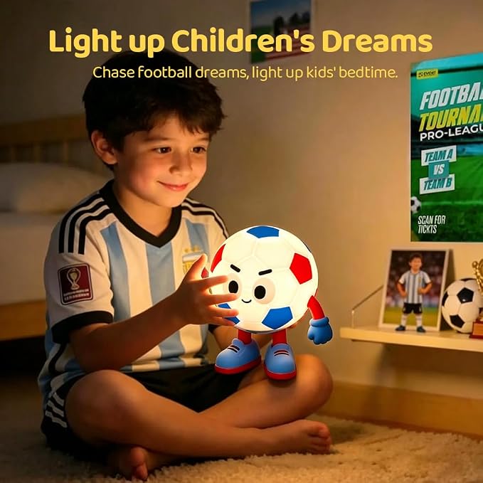 S NMT Silicone Soccer Night Light, RGB Color Changing Rechargeable Nightlight, Timing 2 Level Brightness Sleeping Table Decoration Bedside Lamp with Touch Control