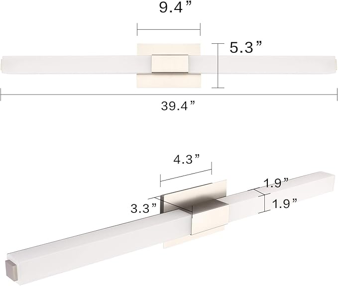 ZUZITO 40in LED Vanity Lights Brushed Nickel Modern Bathroom Lighting Fixtures Over Mirror, 3CCT Dimmable Bath Wall Lighting 3000K/4500K/6000K Adjustable