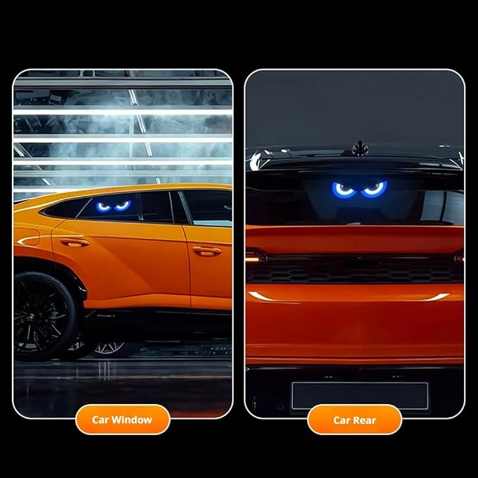 Cartoon Big Eye Car Light, Solar Powered LED Dashboard Decoration with USB Charging, Funny Eye Warning Flash Light with Multiple Modes, Car Interior Accessory for Night Safety, ABS Mini Novelty Lamp