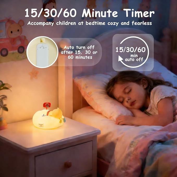Duck Night Light for Kids, 7 Colors LED Nursery Lamp Dimmable & Rechargeable, Duck Silicone Lamp for Bedroom/Nursery,Room Decor Lamp Gift for Adult Toddler/Boys/Girls