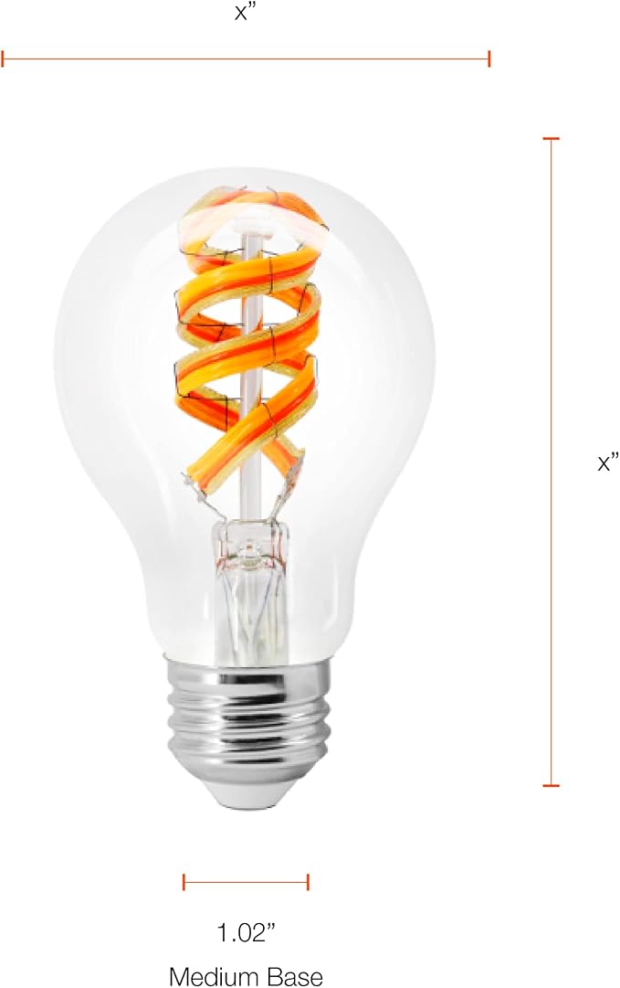 Sylvania WiFi LED Smart A19 RGBW Color and Amber Finish Filament Light Bulb, 7W Efficient, for Alexa/Google Assistant, 2000K, No Hub Required, Clear - 1 Pack (75807)