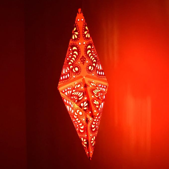 Peacock Pink Paper Star Lantern with 12 Foot Power Cord Included