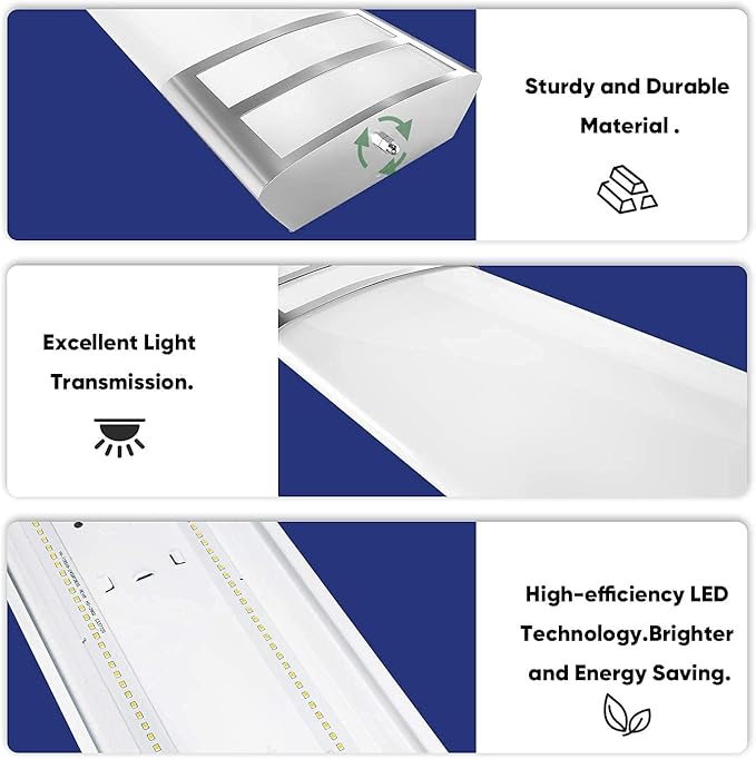 ANTLUX 4ft led Light Fixture 50W 5600lm LED Linear Flush Mount Light, 4000K, 4 Foot led Kitchen Ceiling Light fixtures for Living Room, Laundry, Replace for Fluorescent Version 2 Pack