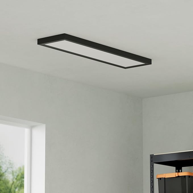 UltraLux 1x4 Surface Mount LED Panel TRIAC Dimmable 3CCT Matte Black 1Pk | 3000 lumens, 120-degree beam, CRI>80, aluminum build, damp-rated, fits junction boxes, over 50,000 hours, 5-year warranty
