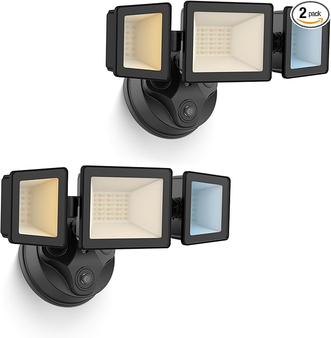 ALUSSO Dusk to Dawn Outdoor Lighting,120V 40W 4000LM Dusk Till Dawn Outdoor Light, 3000K/4000K/6000K 3CCT IP65 3 Heads Security Lights Dusk to Dawn for House Garage Yard Walkway,2 Pack,Black
