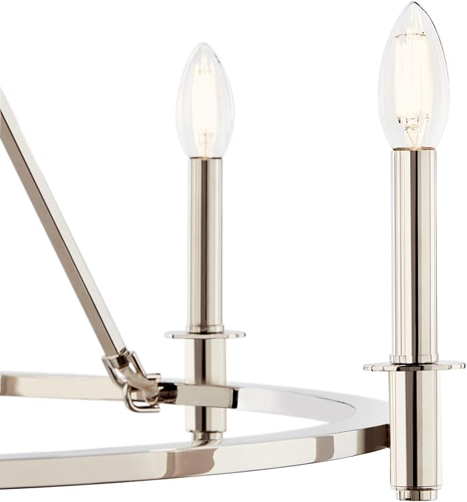 KICHLER Carrick 6-Light Chandelier, Updated Traditional Light in Polished Nickel, Sloped Ceiling Compatible, for Dining Room, Office or Bedroom (23.7" x 32.25"), 52705PN