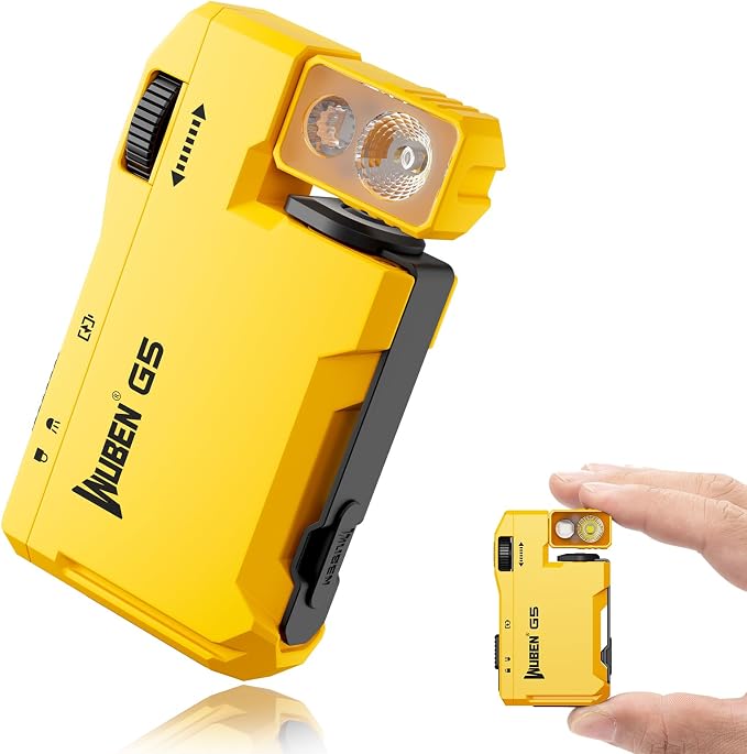 WUBEN G5 EDC Rechargeable Flashlight, Mini Bright Small Pocket Flash Light | 400 Lumens Dual Light Source LED Flashlight with RGB, Magnetic Flat Compact Keychain Flashlight for Home, Camping, Emergency