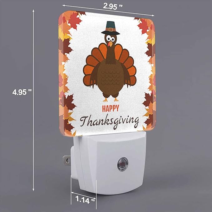 LED Night Light Plug into Wall with Dusk to Dawn Light Sensor White Energy Efficient Leaf Cartoon Turkey Nightlight for Bedroom Bathroom Hallway Living Room Kitchen