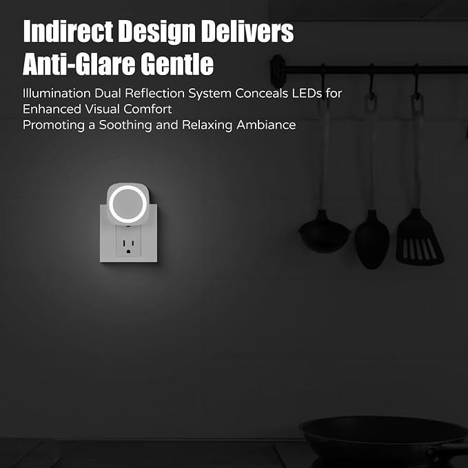 White Night Lights Plug in to Wall,4 Packs Dimmable Night Light with Auto Dusk to Dawn Sensor,Soft Glow Night Light for Bathroom, Bedroom,Hallway, Stairs, Kitchen,White