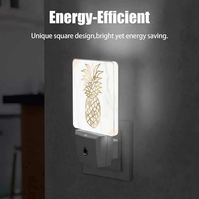 Rose Gold Pineapple Dusk to Dawn Night Light, Auto Sensor Lamp Home Indoor Stairway Kitchen Corridor, Night Lights Plug into Wall Decor, Boys Girls Women Men Room Gifts