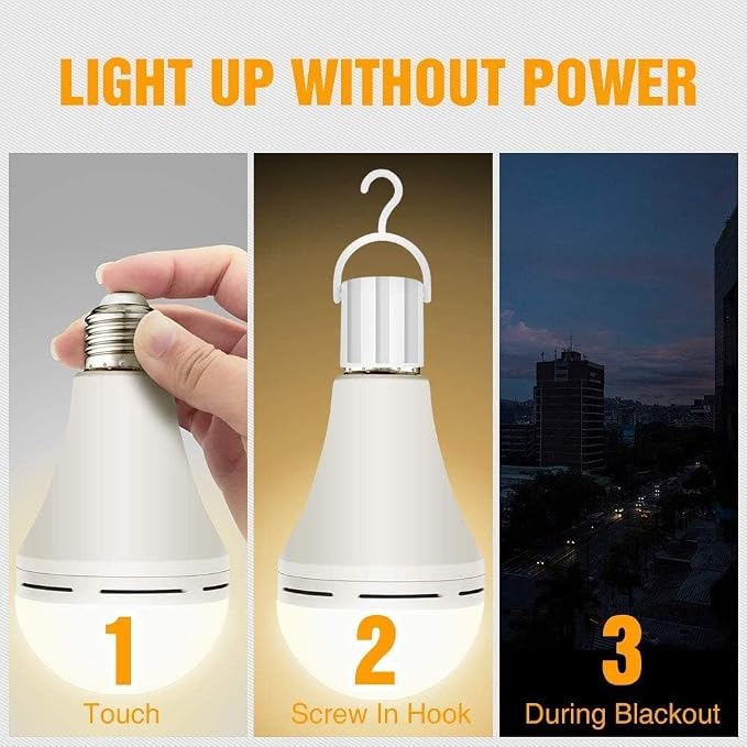 12-Pack Rechargeable Emergency 15W LED Light Bulb,Battery LED Bulbs Light 150W Equivalent for Power Outage Camping Outdoor Activity Hurricane 6000K E26 Base Emergency Lighting Bulb